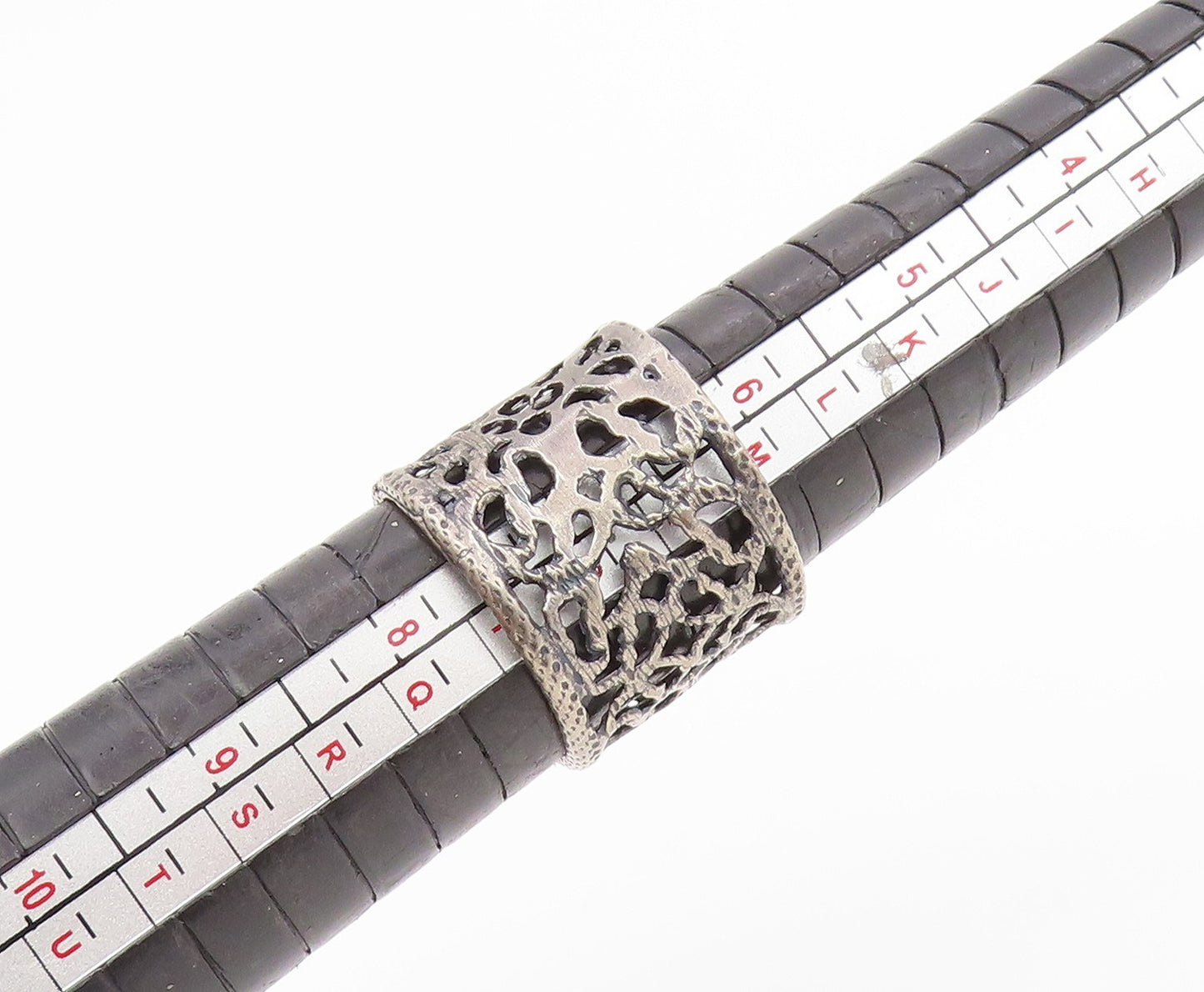 925 Sterling Silver Vintage Ring Intricate Openwork Wide Band  Sz 6.5  RG34560