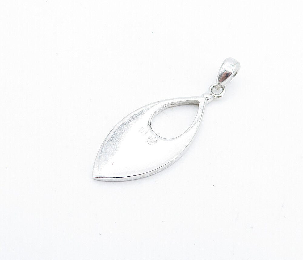925 Sterling Silver  Shiny Inlaid Blue Fire Opal Pattern Drop Pendant  PT5590