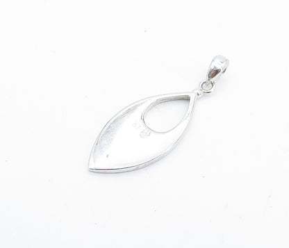 925 Sterling Silver  Shiny Inlaid Blue Fire Opal Pattern Drop Pendant  PT5590
