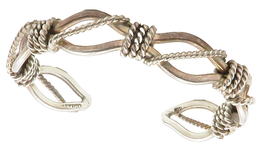 MEXICO 925 Sterling Silver  Vintage Rope Twist Wrapped Cuff Bracelet  BT5839