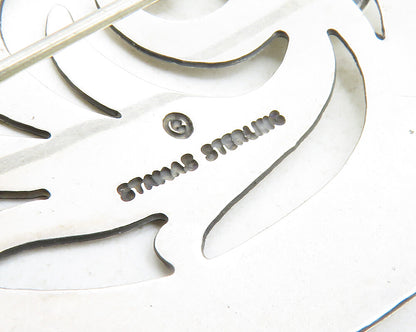STAMAS 925 Sterling Silver  Vintage Two Tone Cutout Floral Brooch Pin  BP4518