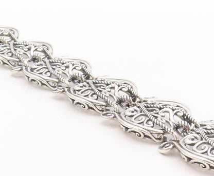 925 Sterling Silver Vintage Bracelet CAROLYN POLLACK Swirly Design Cut  BT11098