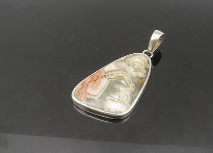 925 Sterling Silver  Vintage Agate Shiny Bail Pendant  PT17630