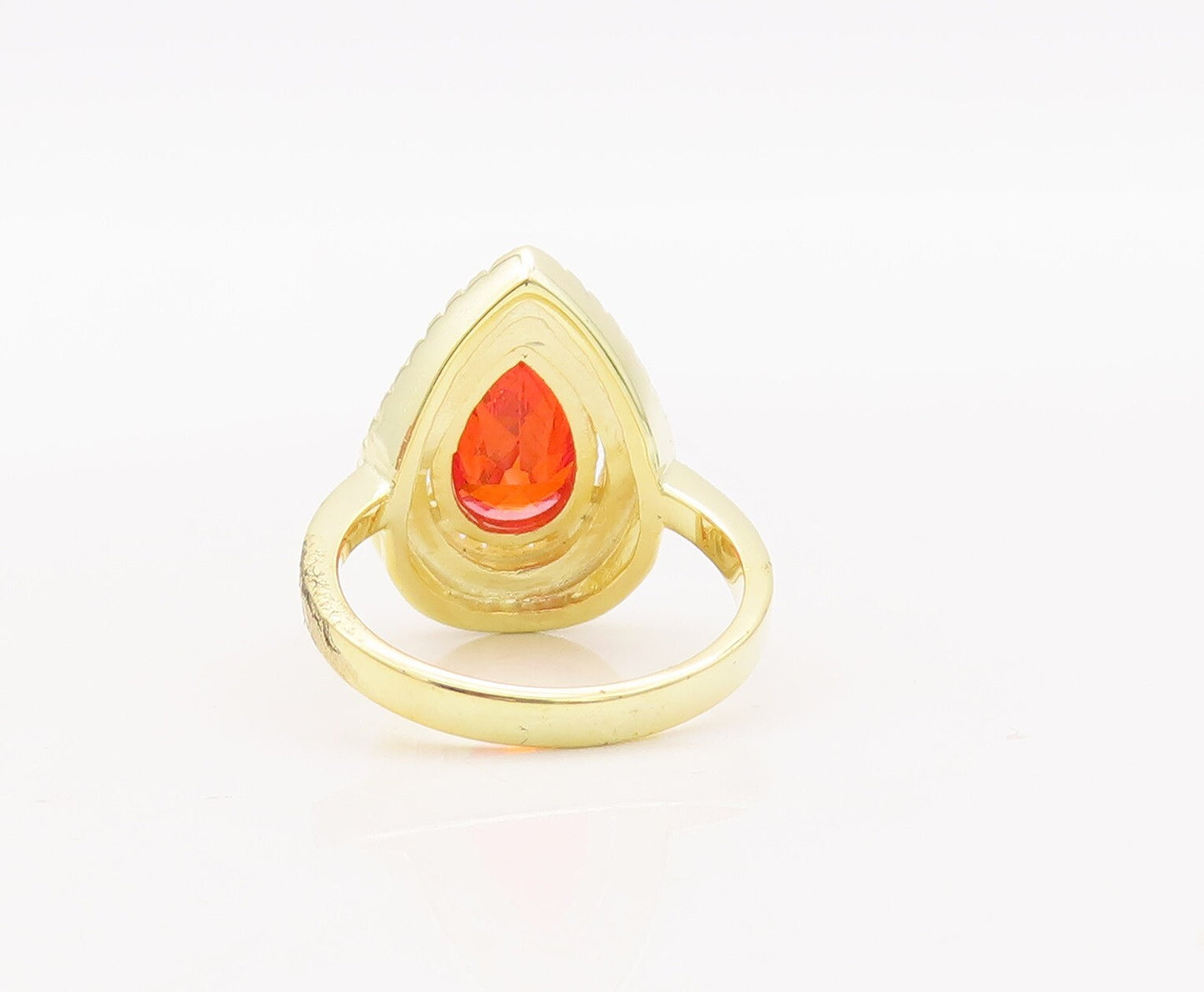 925 Sterling Silver Vintage Ring Gold Plated Red & White CZ Sz 7 RG29329