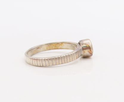 925 Sterling Silver Vintage Ring Etched Stackable Round Citrine  Sz 8  RG30530