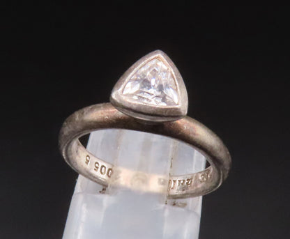HALIA 925 Silver  Vintage Minimalist Triangle Cubic Zirconia Ring Sz 5 RG25090