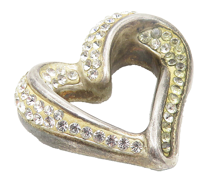 JACMEL 925 Sterling Silver  Vintage Topaz Open Love Heart Slide Pendant PT9216