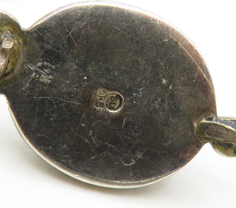 925 Sterling Silver  Vintage Cabochon Cut Black Onyx Drop Earrings  EG8414
