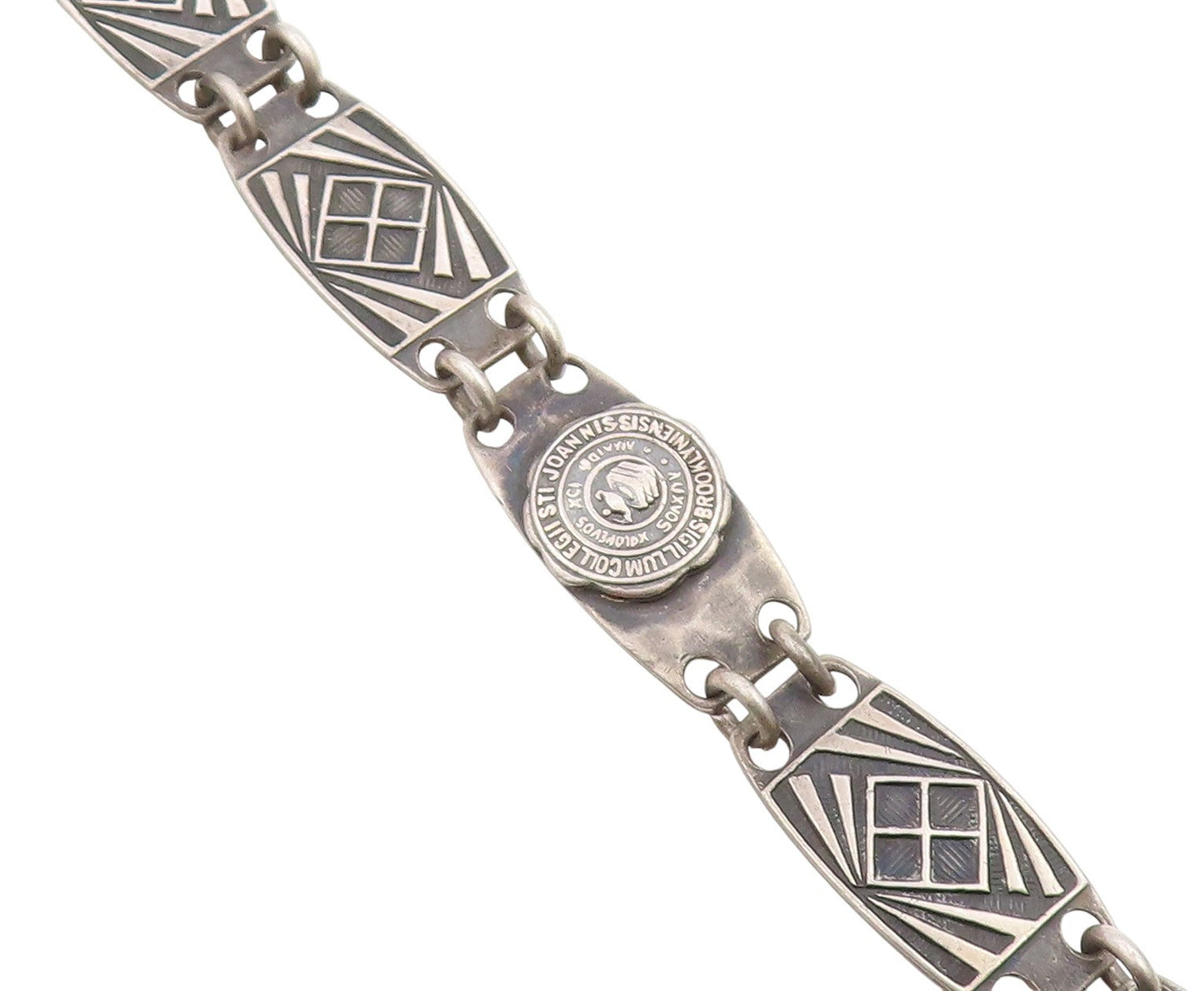 925 Sterling Silver Vintage Bracelet St. John's College Brooklyn Alumni  BT11475