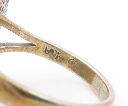 925 Sterling Silver Vintage Ring Gold Plated Cabochon Gemstone  SZ 10.5  RG32130