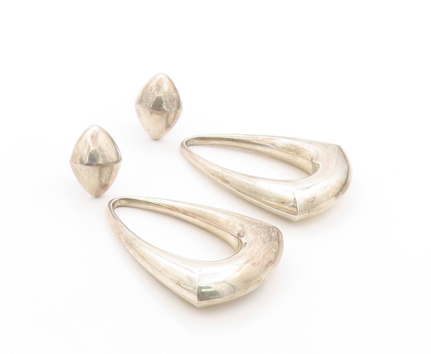 14k Gold 925 Sterling Silver Vintage Earrings JONDELL Dangling Design  EG13567