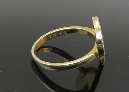 925 Sterling Silver  Vintage Topaz & Enamel Love Heart Band Ring Sz 7  RG22053