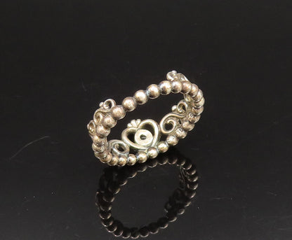 PANDORA 925 Silver  Vintage Cubic Zirconia Princess Tiara Ring Sz 6  RG25764