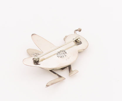 925 Sterling Silver Vintage Brooch Pin MEXICO Onyx Eyed Grass Hopper  BP11010