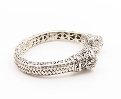925 Sterling Silver Vintage Bracelet Intricate Floral Scrollwork Cuff  BT11805