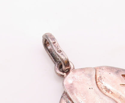 925 Sterling Silver  Vintage Shiny Dark Tone Elephant Motif Pendant  PT7198
