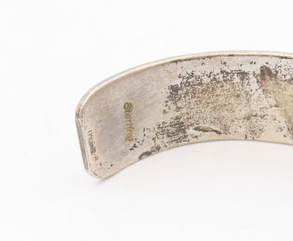 925 Sterling Silver Vintage Bracelet NAVAJO ZUNI Carved Storyteller Cuff BT11590