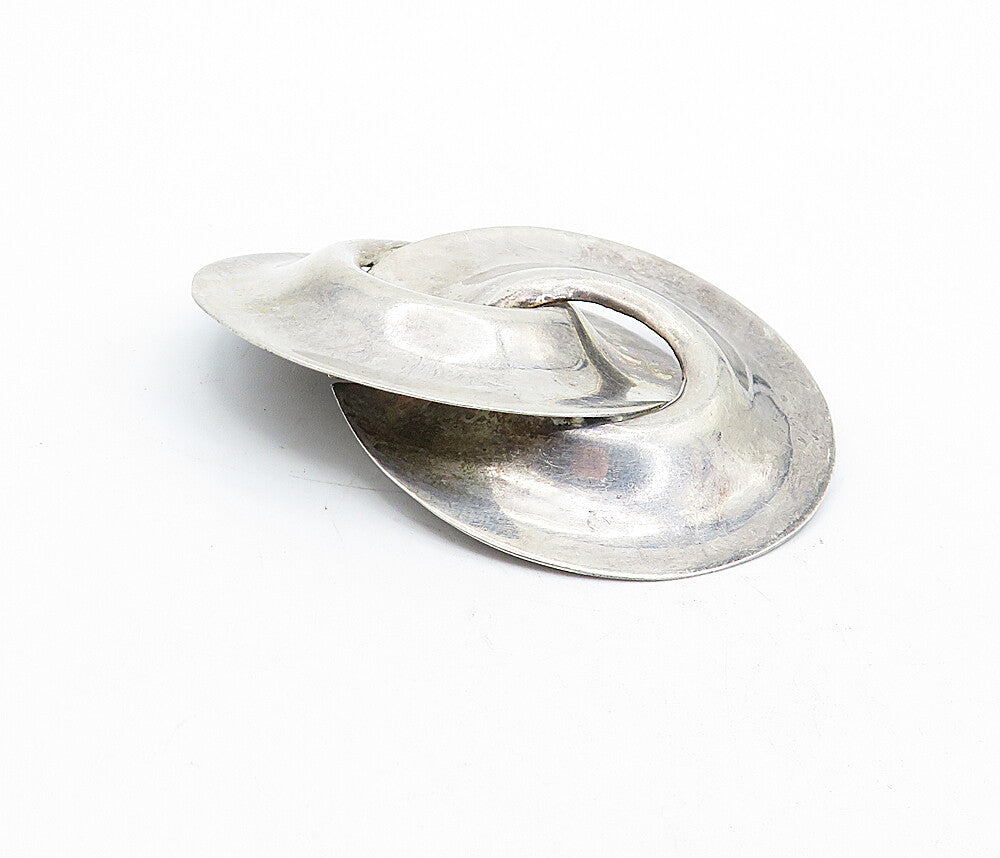 MEXICO 925 Sterling Silver  Vintage Interlocked Design Brooch Pin  BP1830