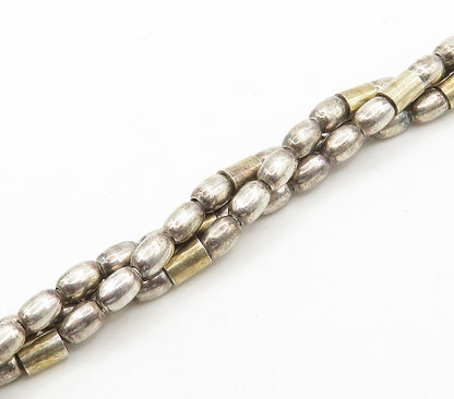 925 Sterling Silver  Vintage Multi Strand Beaded Twist Chain Bracelet  BT6192