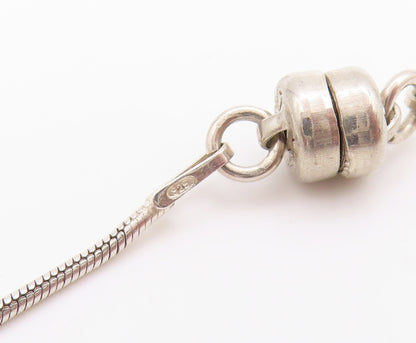 925 Sterling Silver Vintage Necklace Multi Stone Amber Classic Link Chain NE4630