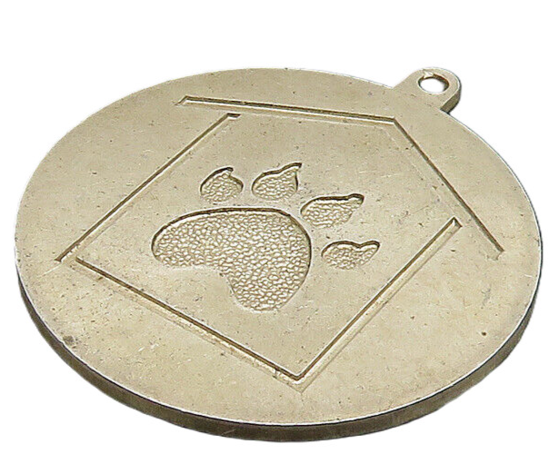 925 Sterling Silver  Vintage Dog Paw Print & House Round Pendant  PT19108