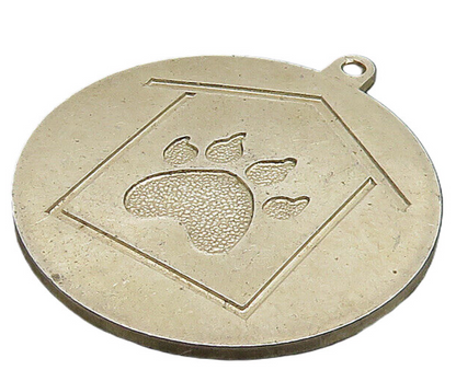 925 Sterling Silver  Vintage Dog Paw Print & House Round Pendant  PT19108