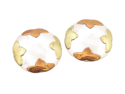 925 Sterling Silver Vintage Earrings MEXICO Designer Floral Carved Disk  EG13479