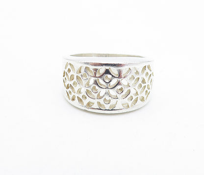 925 Sterling Silver  Vintage Polished Cutout Pattern Band Ring Sz 6  RG4756