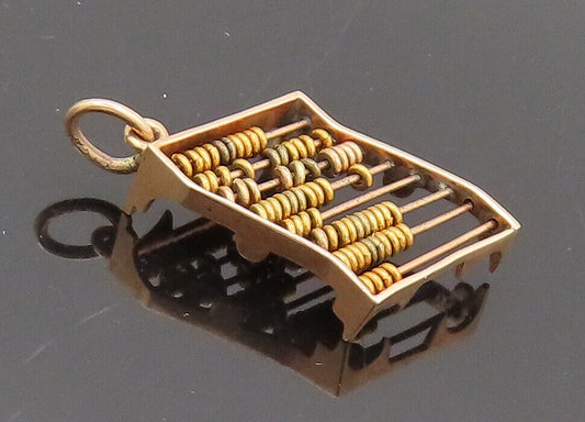 10K GOLD  Vintage Antique Style Japanese Abacus Drop Pendant  GP624