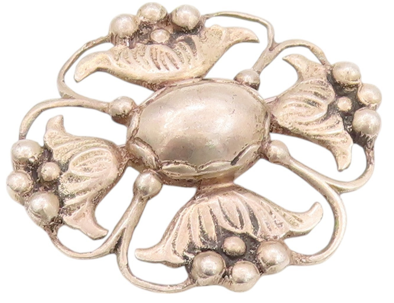 925 Sterling Silver Vintage Brooch Antique Cutout Floral Design  BP11588