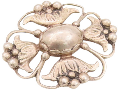 925 Sterling Silver Vintage Brooch Antique Cutout Floral Design  BP11588