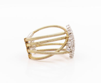 925 Sterling Silver Vintage Ring Gold Plated Roped CZ Design  Sz 9  RG33161
