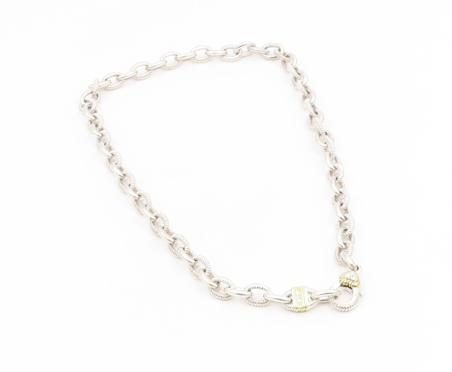 18k Gold & 925 Sterling Silver Vintage Necklace JUDITH RIPKA CZ Chain  NE4854