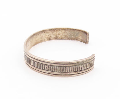 925 Sterling Silver Vintage Bracelet ARVISO Designer Solid Grooved Cuff  BT11061