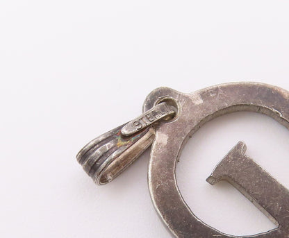 925 Sterling Silver  Vintage Dark Tone Open Circle Petite Pendant  PT19158