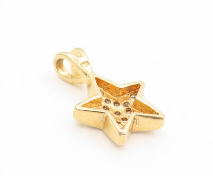 925 Sterling Silver Vintage Pendant Gold Plated Clustered CZ Star Charm  PT25061