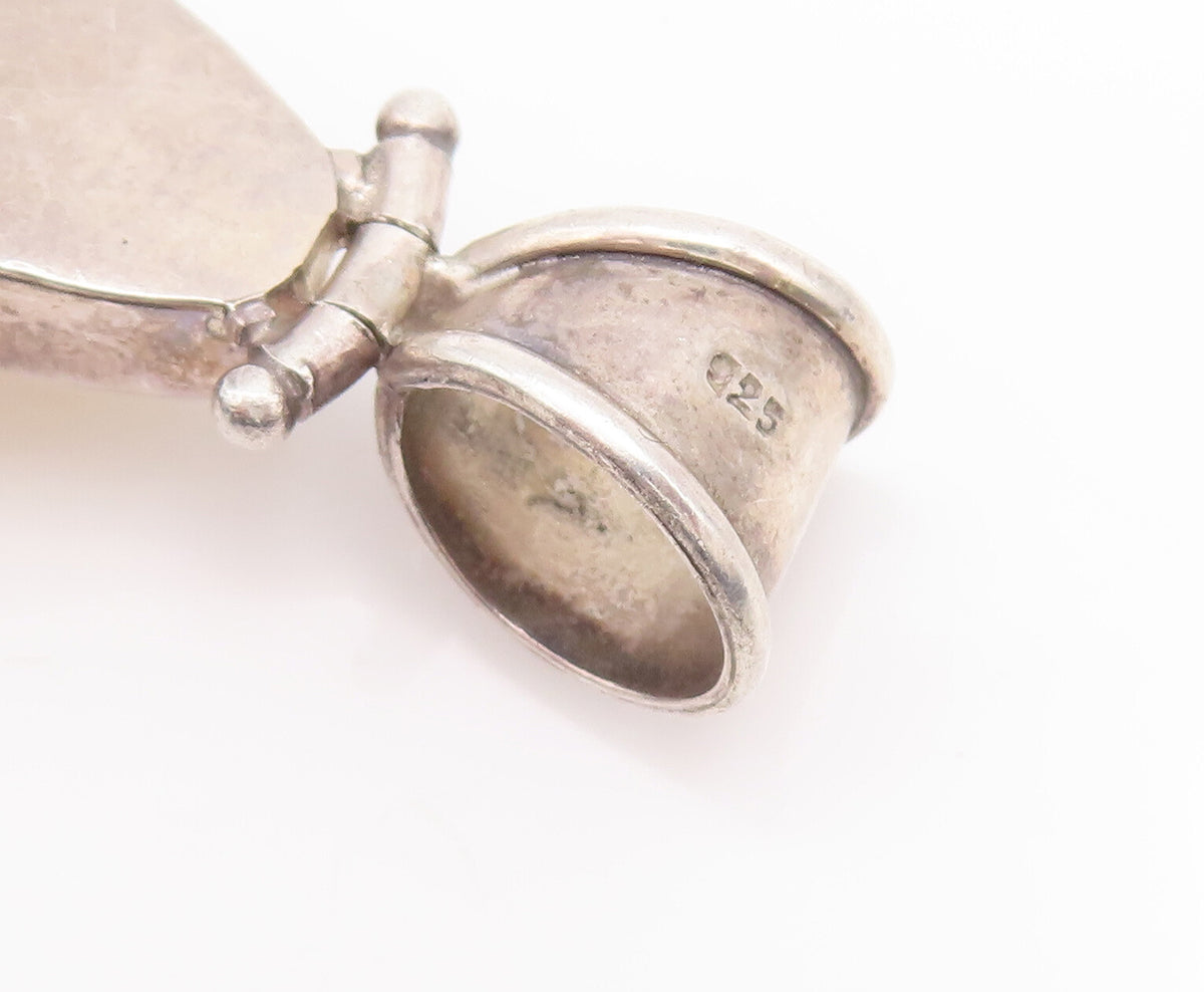925 Sterling Silver Vintage Pendant Large Heavy Brown White Sea Shell  PT23198