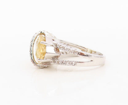 925 Sterling Silver Vintage Ring Marquise Cut Citrine & Topaz Band Sz 7 RG30403
