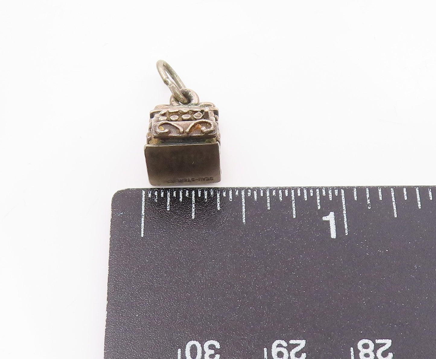 BEAU 925 Silver  Vintage Detailed Antique Cash Register Charm Pendant  PT21719