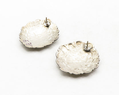 NAVAJO 925 Sterling Silver  Vintage Etched Floral Pattern Drop Earrings EG6576