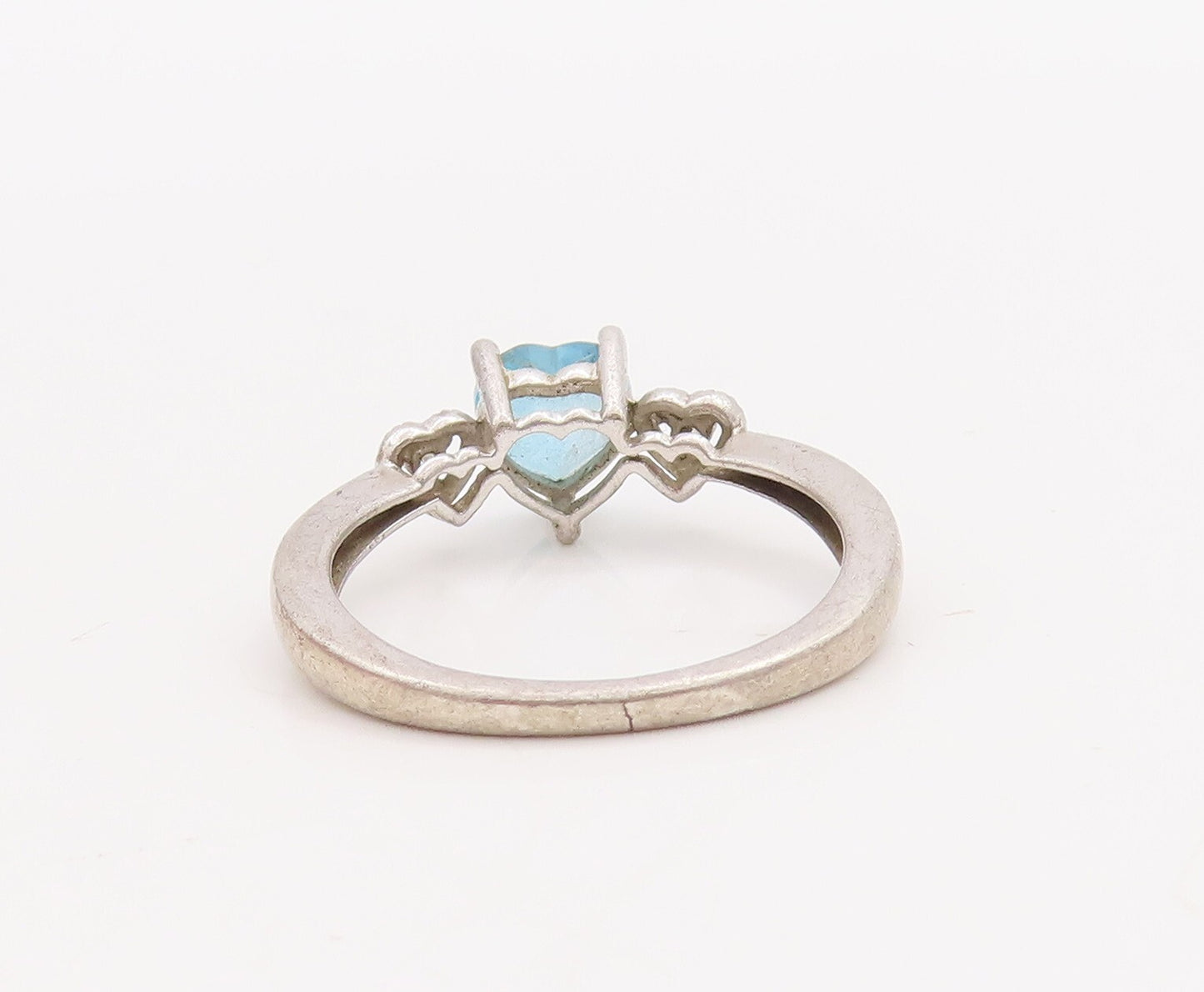 925 Sterling Silver Vintage Ring Designer Heart Cut Two Tone Topz  Sz 7  RG28964