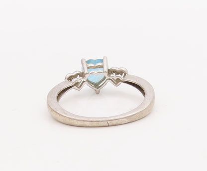 925 Sterling Silver Vintage Ring Designer Heart Cut Two Tone Topz  Sz 7  RG28964