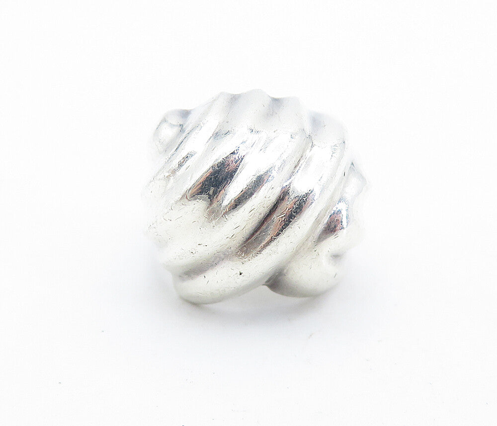 MEXICO 925 Silver  Vintage Shiny Polished Fluted Dome Band Ring Sz 7  RG6971