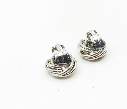 925 Sterling Silver  Vintage Shiny Spiral Knot Non Pierce Earrings  EG4734