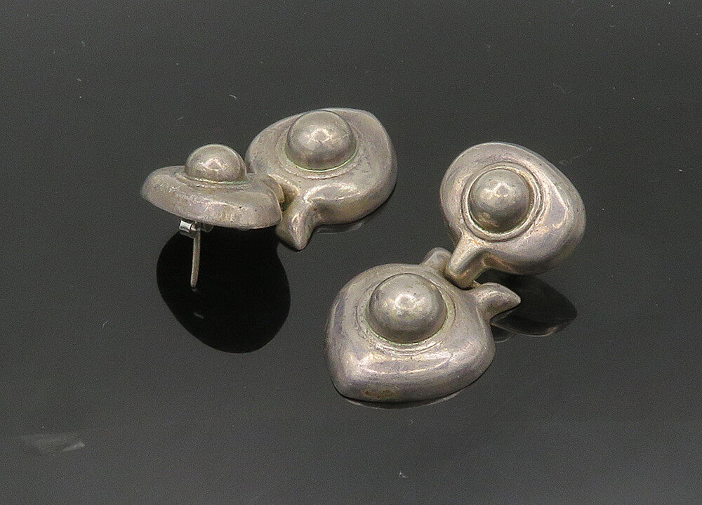 MEXICO 925 Sterling Silver  Vintage Heavy Hinge Link Drop Earrings  EG10258