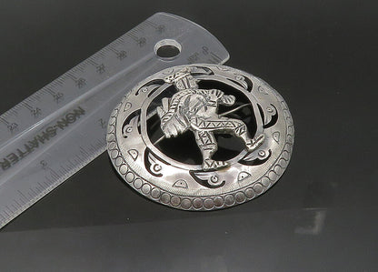 925 Sterling Silver  Vintage Shiny Chiseled Walking Man Brooch Pin  BP8453