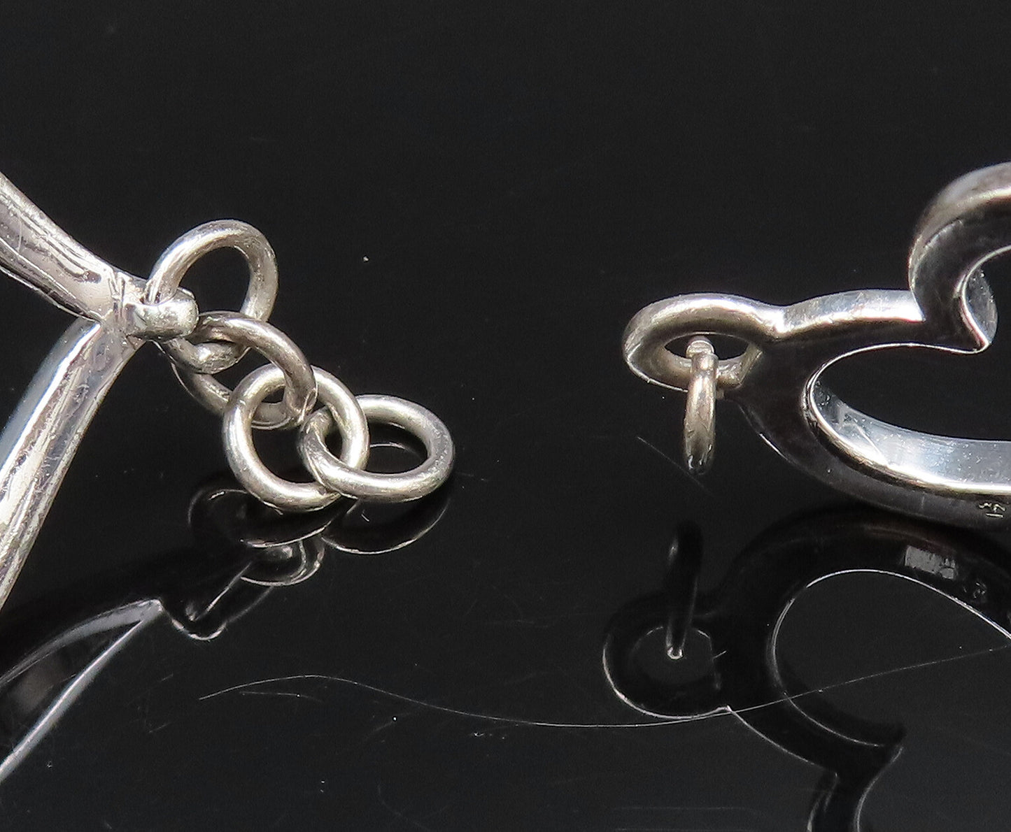 925 Silver  Vintage Genuine Diamonds Accent Open Love Heart Bracelet  BT9662