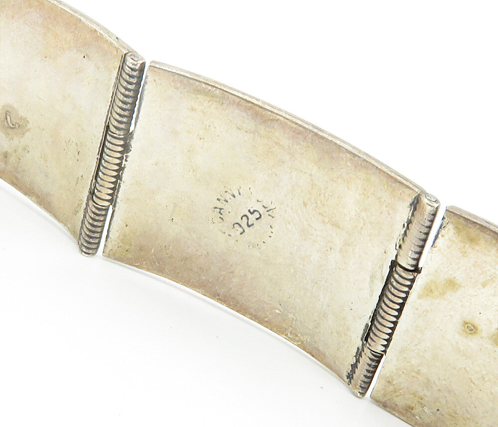 MEXICO 925 Silver  Vintage Oxidized Storyteller Panel Chain Bracelet  BT3475