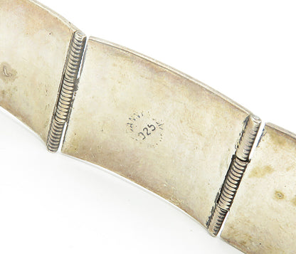 MEXICO 925 Silver  Vintage Oxidized Storyteller Panel Chain Bracelet  BT3475