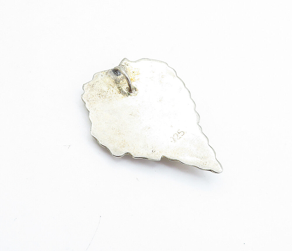 925 Sterling Silver  Vintage Grape Bunch Floral Leaf Motif Pendant  PT4562